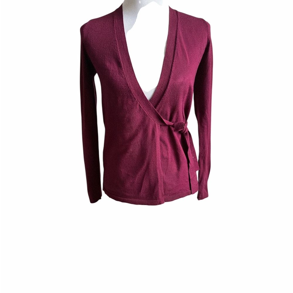 Max Studio Burgundy Wrap Cardigan